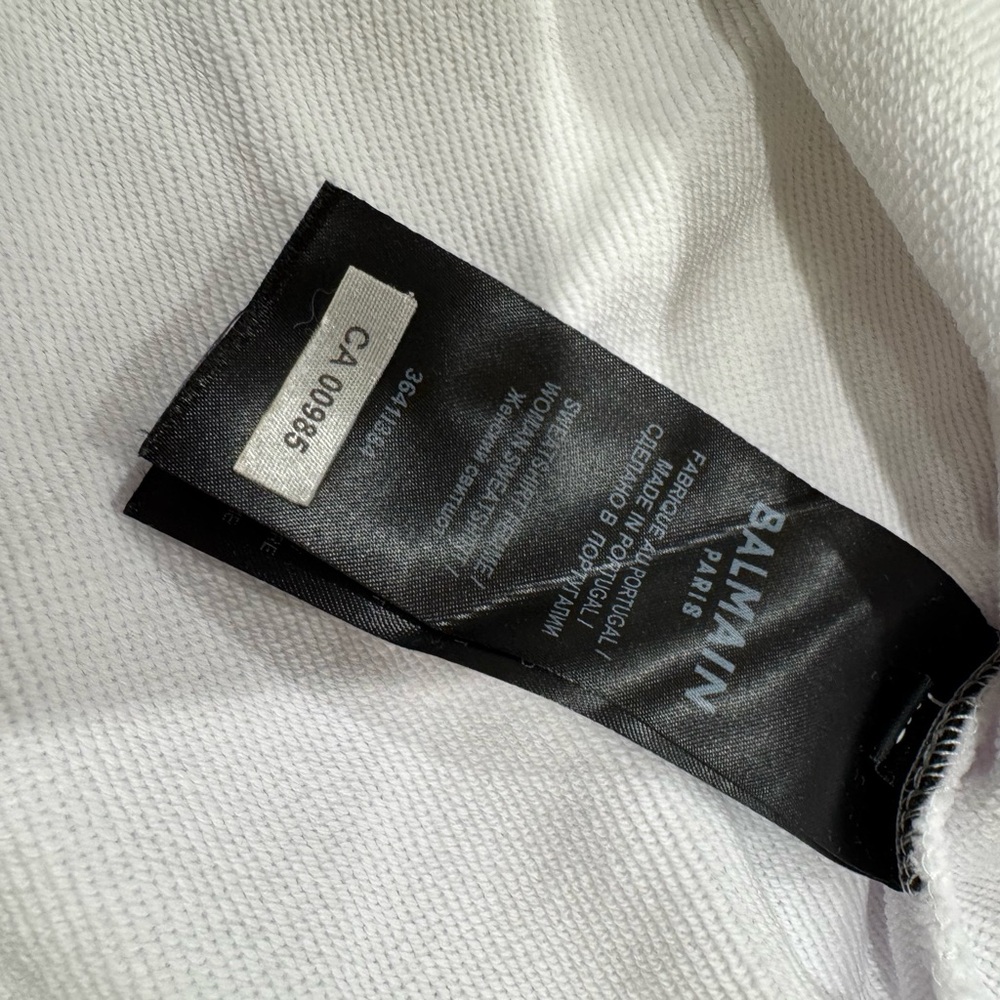 Authentic Balmain Black and White Logo Crop Top sweatshirt - Picture 7 of 8